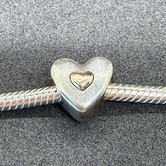 Pandora Sterling Silver & 14K Gold Happy Anniversary Heart Charm – ALE 925 - Picture 5 of 7
